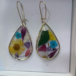 Floral Teardrop Earrings with Gold Accents
